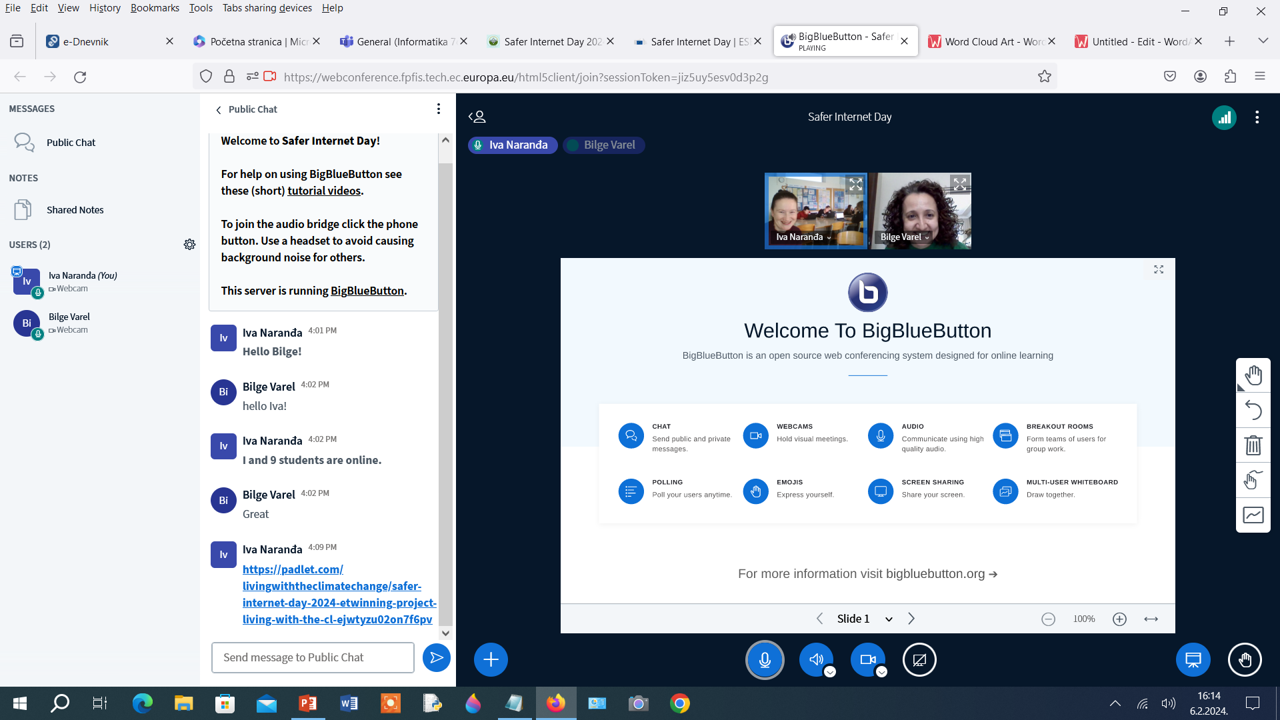 online susret - Dan sigurnijeg interneta - eTwinning projekt Living with the Climate Change